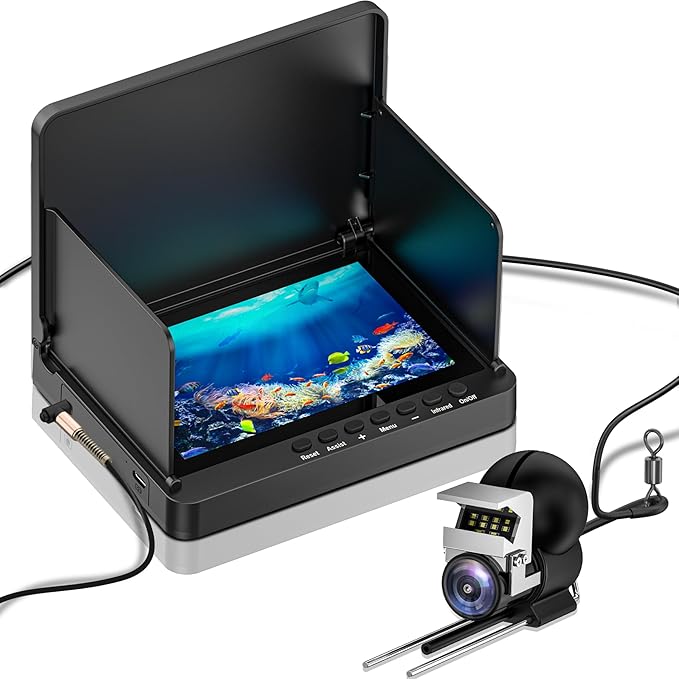 ZXBVSU Underwater Fishing Camera, Fishing Camera with Infrared Night Vision Light, Portable Fish Finder with 100ft Cable, ...