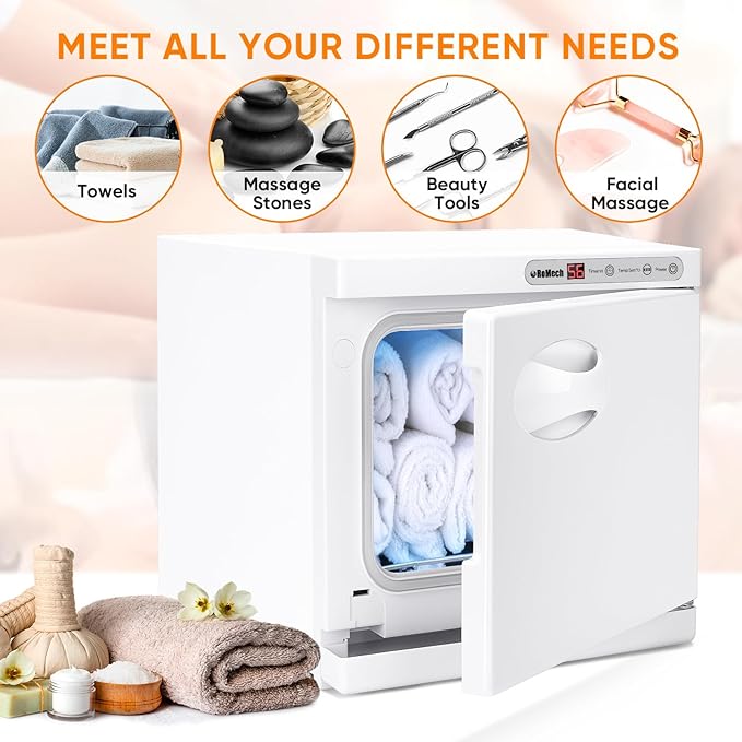 ROMECH 8L Hot Towel Warmer Cabinet, Professional Towel Heater with LED Temperature Display Setting, Towel Warmers for Spa Massage Salon Home (White, 8L)