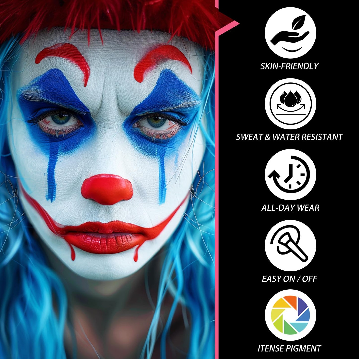 8PCS Face Body Paint Stick, Oil Based Face Painting Kit for Halloween Clown Monster Skull Vampire Costume Cosplay Makeup, Sports