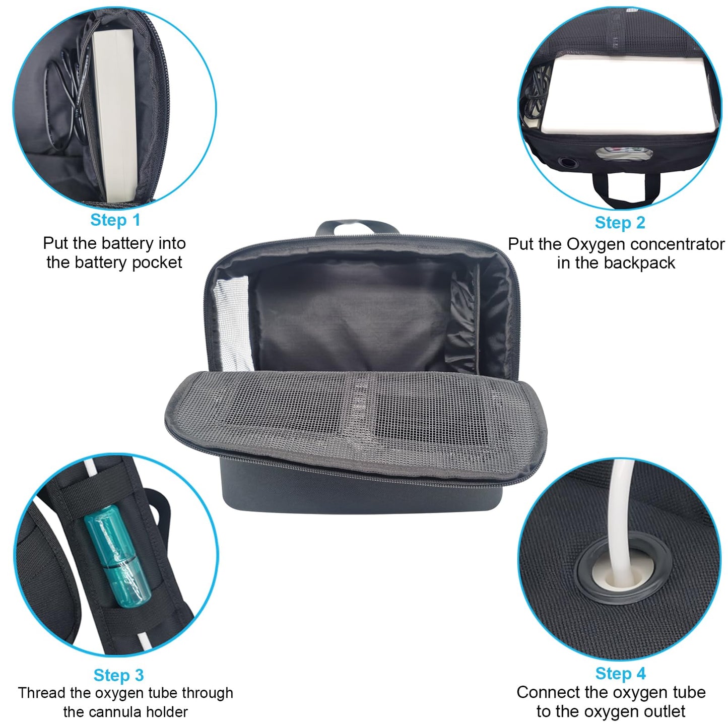 Jvnvlki Backpack for Portable Oxygen Concentrator 3L/Min, Adjustable Straps Multiful Pockets Storage Design, for 3L/Min Portable Oxygen Concentrator