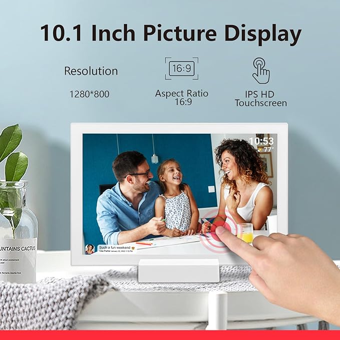FRAMEO 10.1 Inch WiFi Digital Photo Frame with 5000mAh Battery,1280x800 HD IPS LCD Touch Screen,Auto-Rotate Portrait and Landscape,32GB Storage,Share Moments Instantly via Frameo App from Anywhere