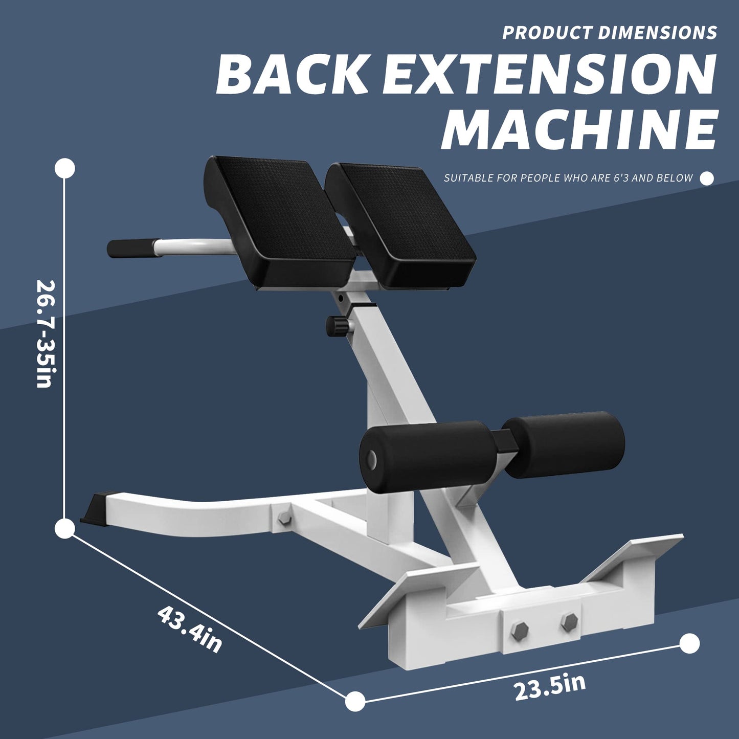 SUCXDZQ Roman Chair Back Extender - Angle & Height Dual Adjustable Hyperextension Bench for Home Gym - Adjustable Back Exercise Machine Fitness Equipment (White)