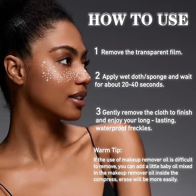 Glitter Freckles, Holographic Face and Body Glitter Tattoo Sparkle for Women Gold Glow Cosmetic Star Makeup Accessories for Festival Rave (12pcs Silver)