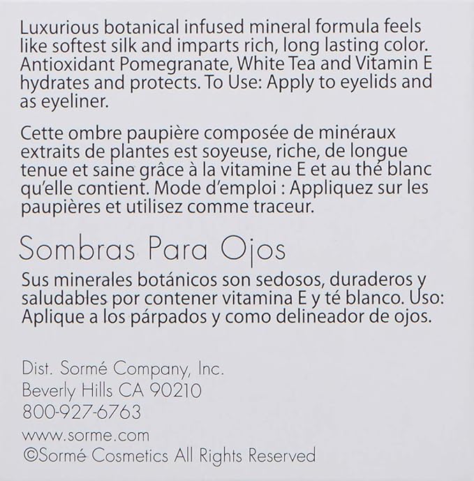 Sorme Cosmetics Mineral Botanicals Eye Shadow, Intrigue, 0.05 Ounce