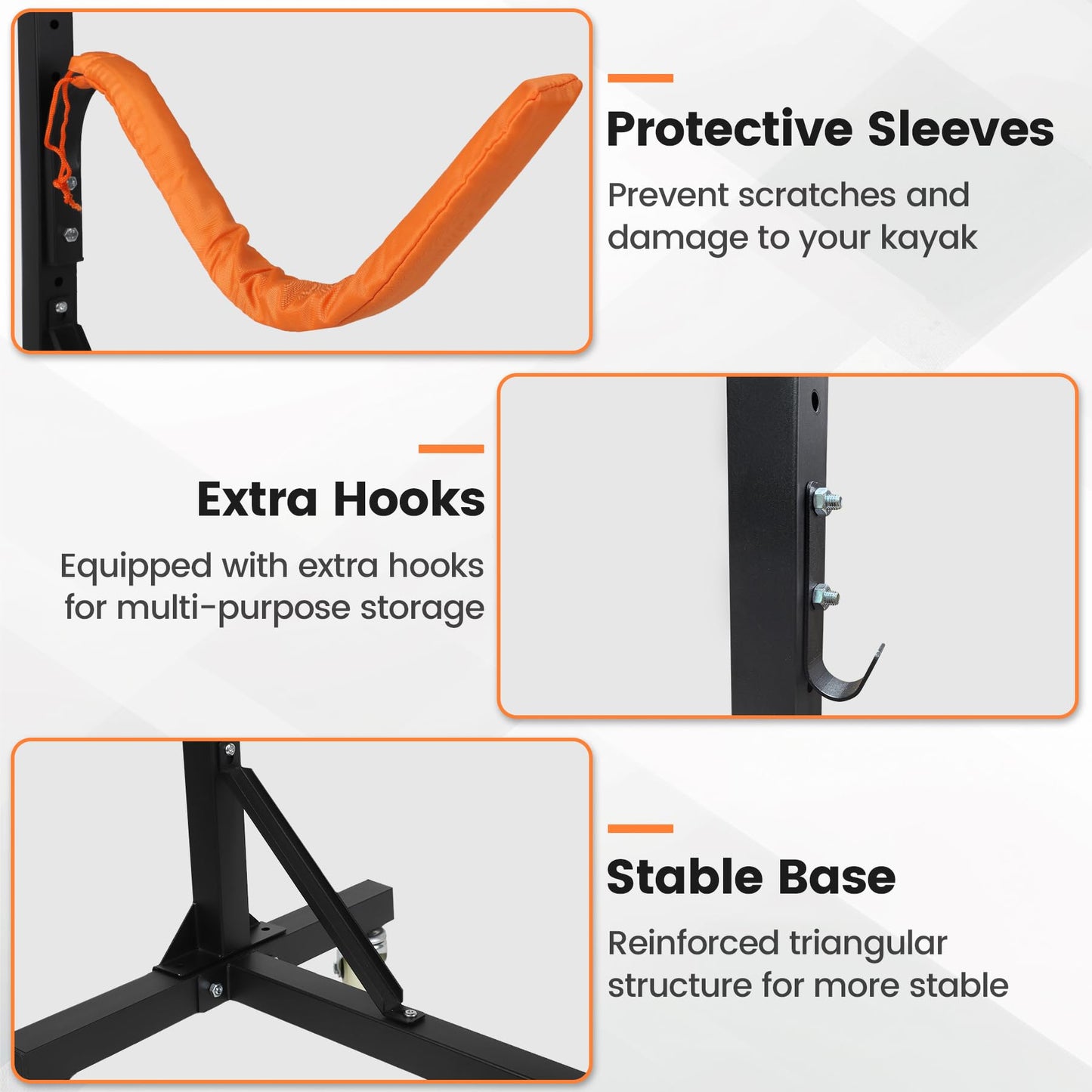 Neorexon Freestanding Kayak Storage Rack, Kayak Racks for Outdoor Storage 2 Kayak, Kayak Stand Heavy Duty Storage for Kayaks, Canoes, SUP and Surfboards