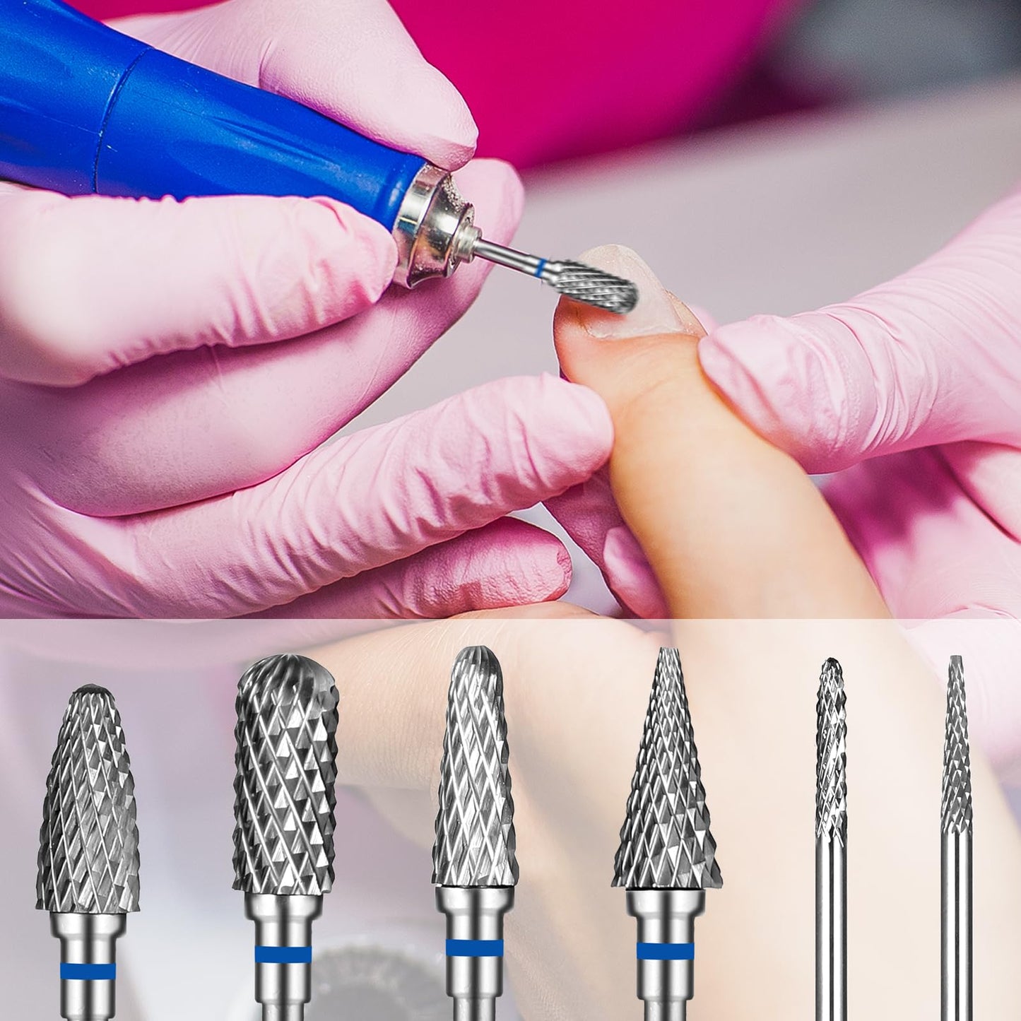 YUXIANLB Nail Drill Bits Set Tungsten Steel Nail Bits 1.77 Inches Diamond Cuticle Electric Nail File 6Pcs Nail Art Tools Sanding