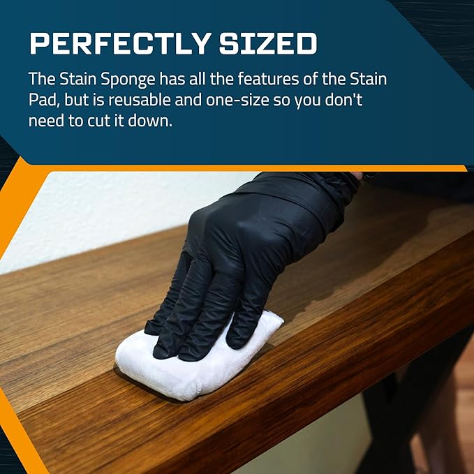 MāKRS Stain Sponge, 4-Pack Staining Pads, Lint, Snag and Streak-Free Applicator Sponges, Micro-Brush Material Over Foam Core, for Wood Stains and All Finishes, Easy to Use with Consistent Application