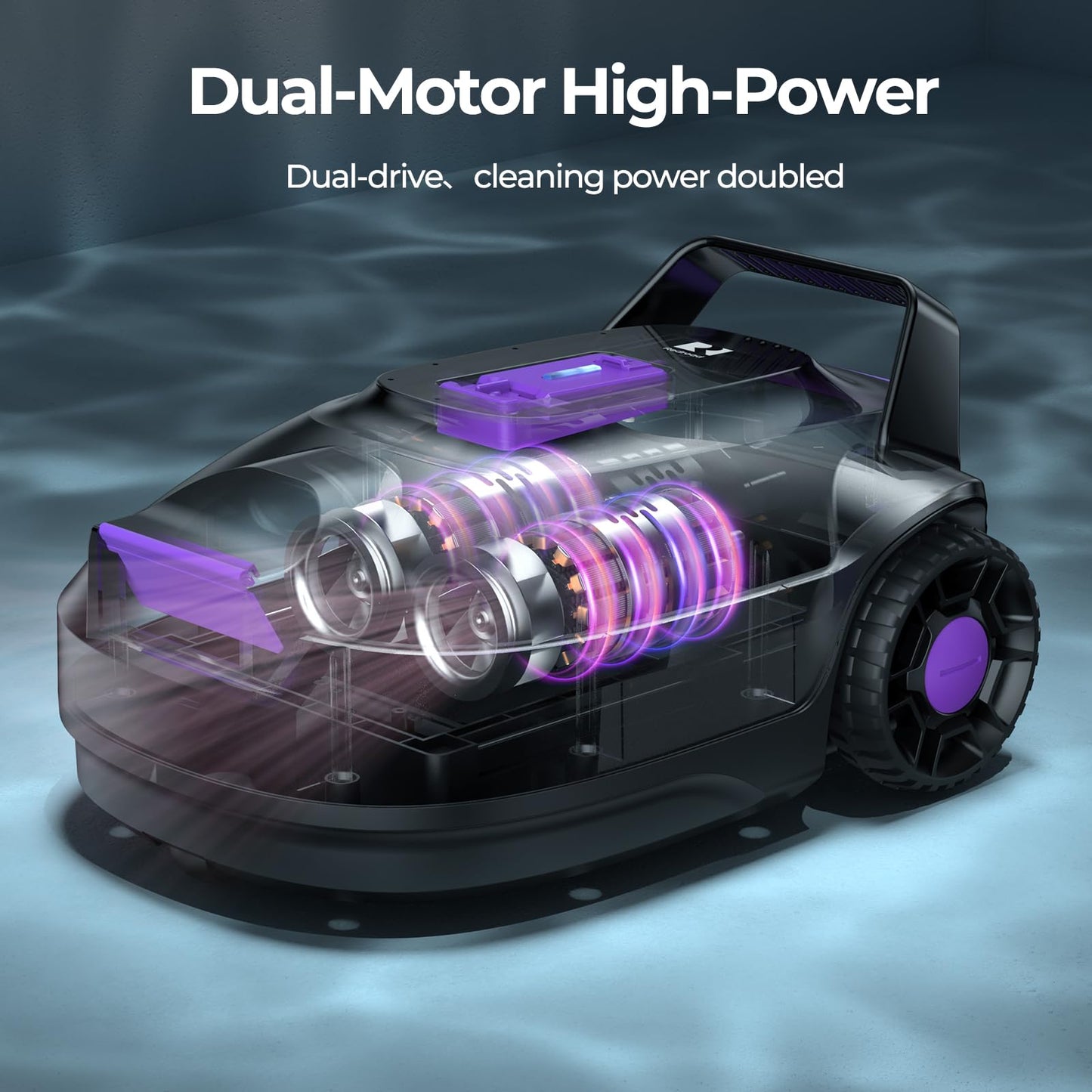 Redroad Robotic Pool Cleaner with Dual-Drive Motors,Dual-Layer Filtration, 180Min Runtime, Powerful Cordless Pool Vacuum for Above-Ground & Flat Pools,Auto-Parking Design,Double Suction Port