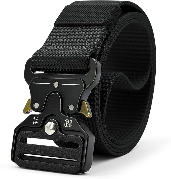 DOOPAI Tactical Belt for Men, Black Military Nylon Web with Quick Release Heavy Duty Buckle, Ideal for Work