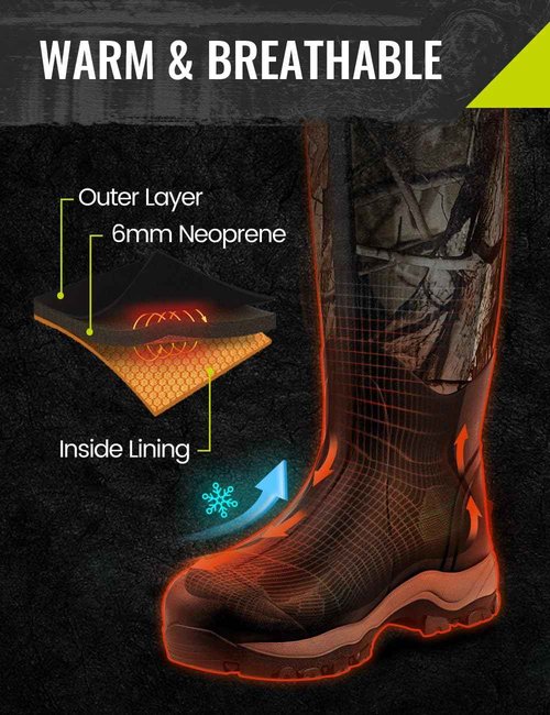TIDEWE Hunting Boot for Men, 400g Insulated Waterproof Sturdy 16" Men's Hunting Boot, 6mm Neoprene and Rubber Outdoor Boot Next Camo G2 US Size 10