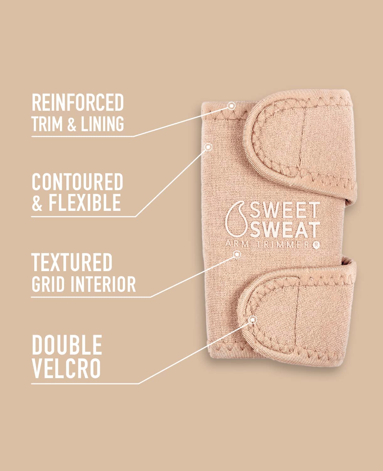 Sports Research Sweet Sweat Arm Trimmers for Men & Women | Increases Heat & Sweat Production to The Bicep Area (Stone, Large)
