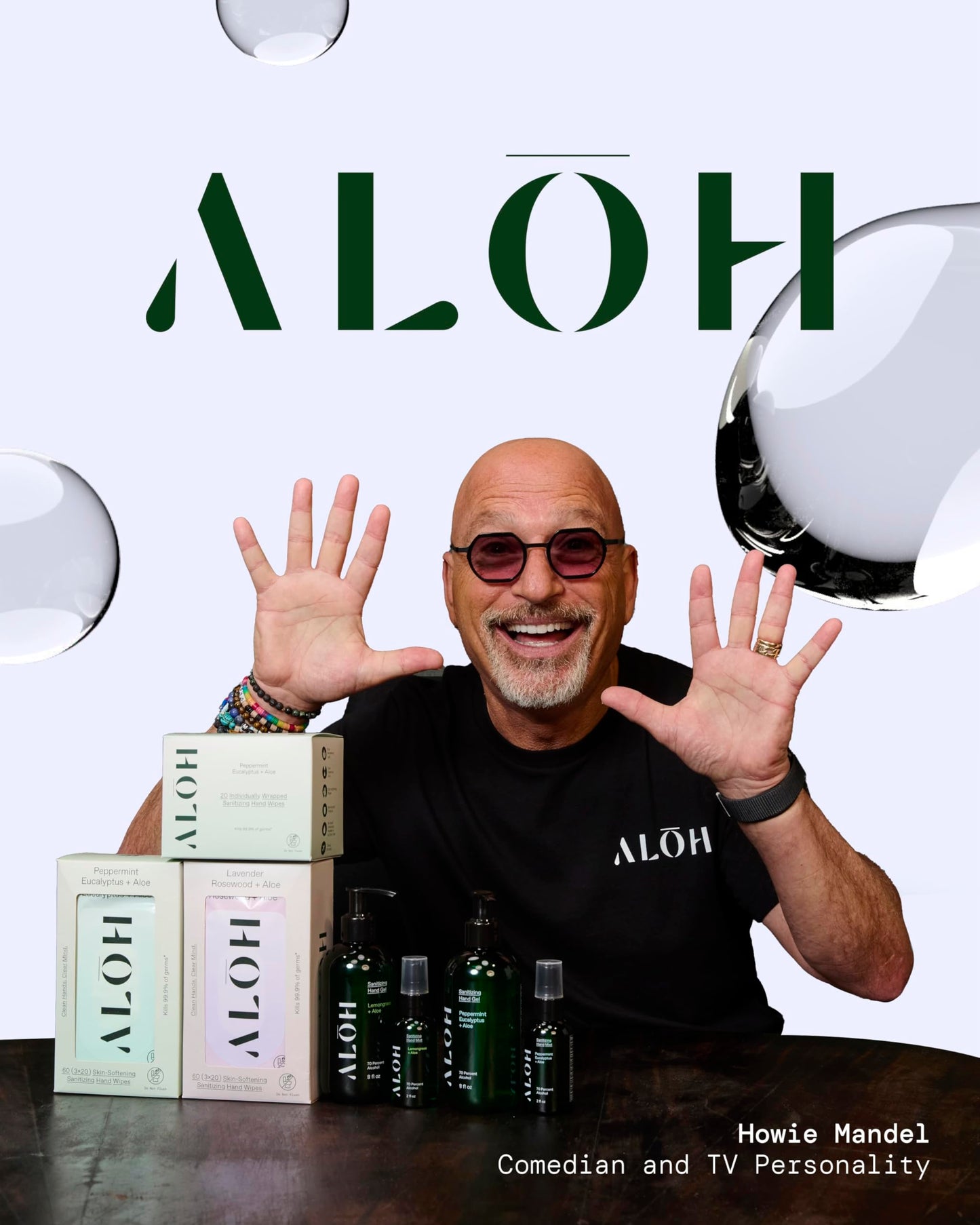 ALŌH Skin - Softening Sanitizing Hand Wipes – Peppermint + Eucalyptus Aloe (1 Box of 20 Individually Wrapped Wipes)