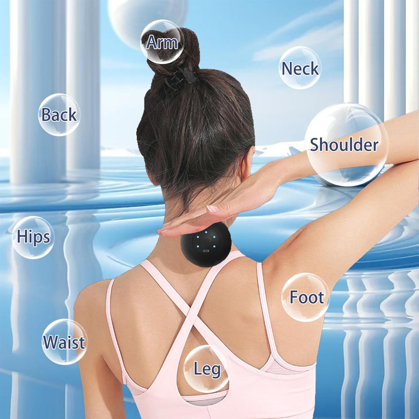 JIEJUNJIE Vibrating Massage Ball with 5-Speed Mode for Muscle Recovery, Myofascial Release - Deep Tissue Massage Ball for Trigger Point Massage - Mobility Ball Back & Hip Flexor Release Tool