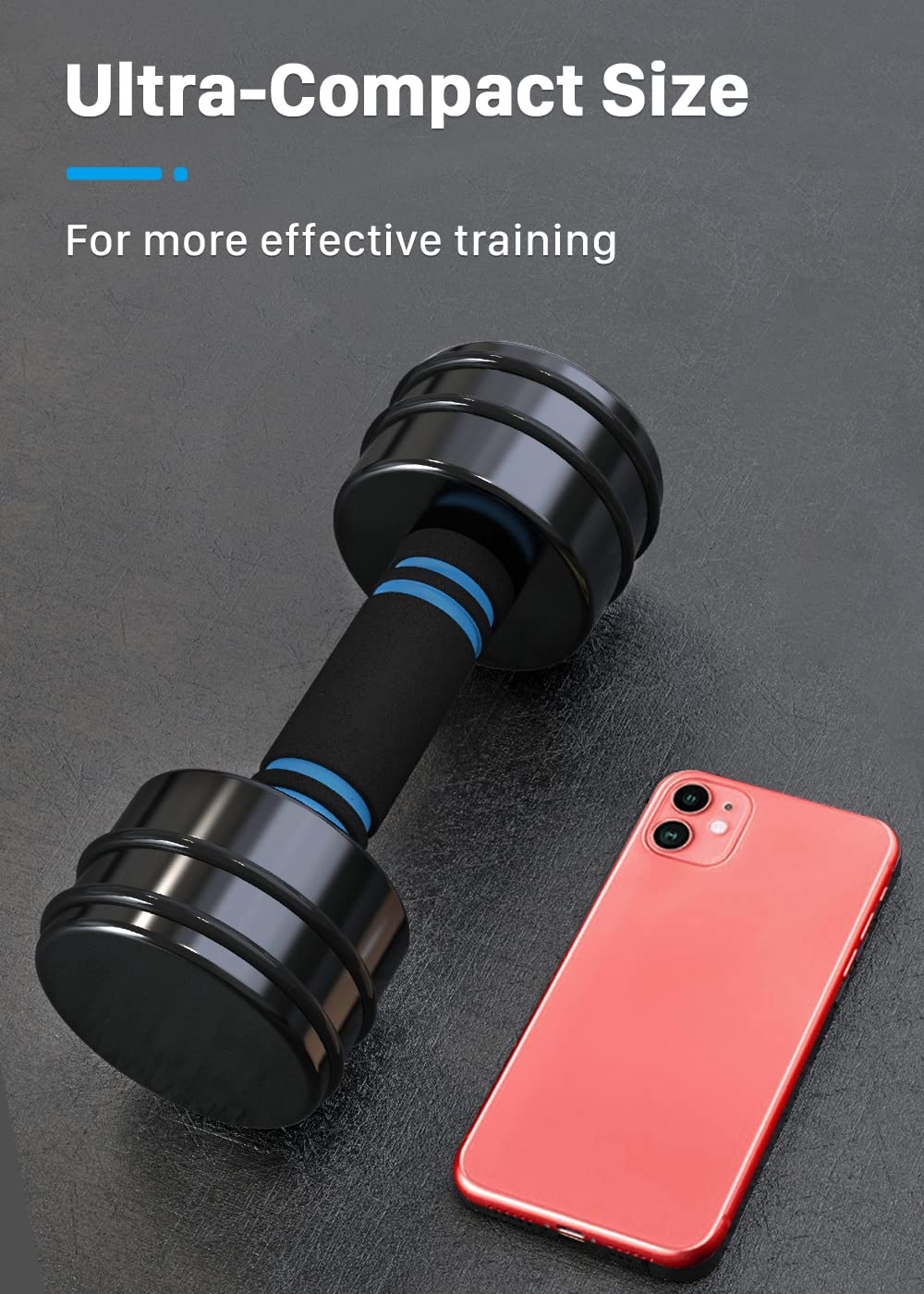 Northdeer Adjustable Black Coated Dumbbell Sets 20lbs Pair (10lbs/14lbs/16lbs/20lbs) with Foam Handles Home Gym Strength Trainging (20lbs×2)