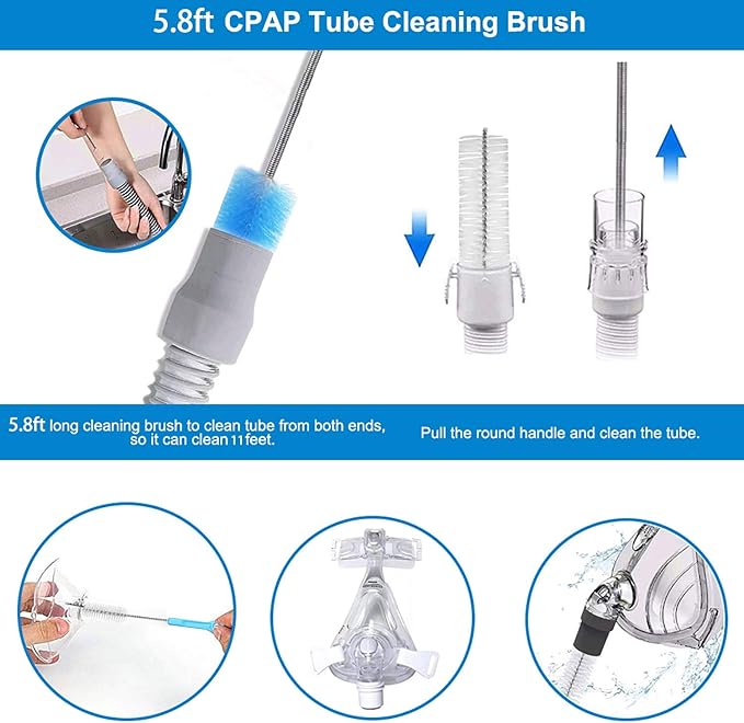 CPAP Tube Cleaning Brush - Flexible Stainless (6 Feet) Plus Handy Brush (10 Inches) fits Standard 22mm Diameter Tubing