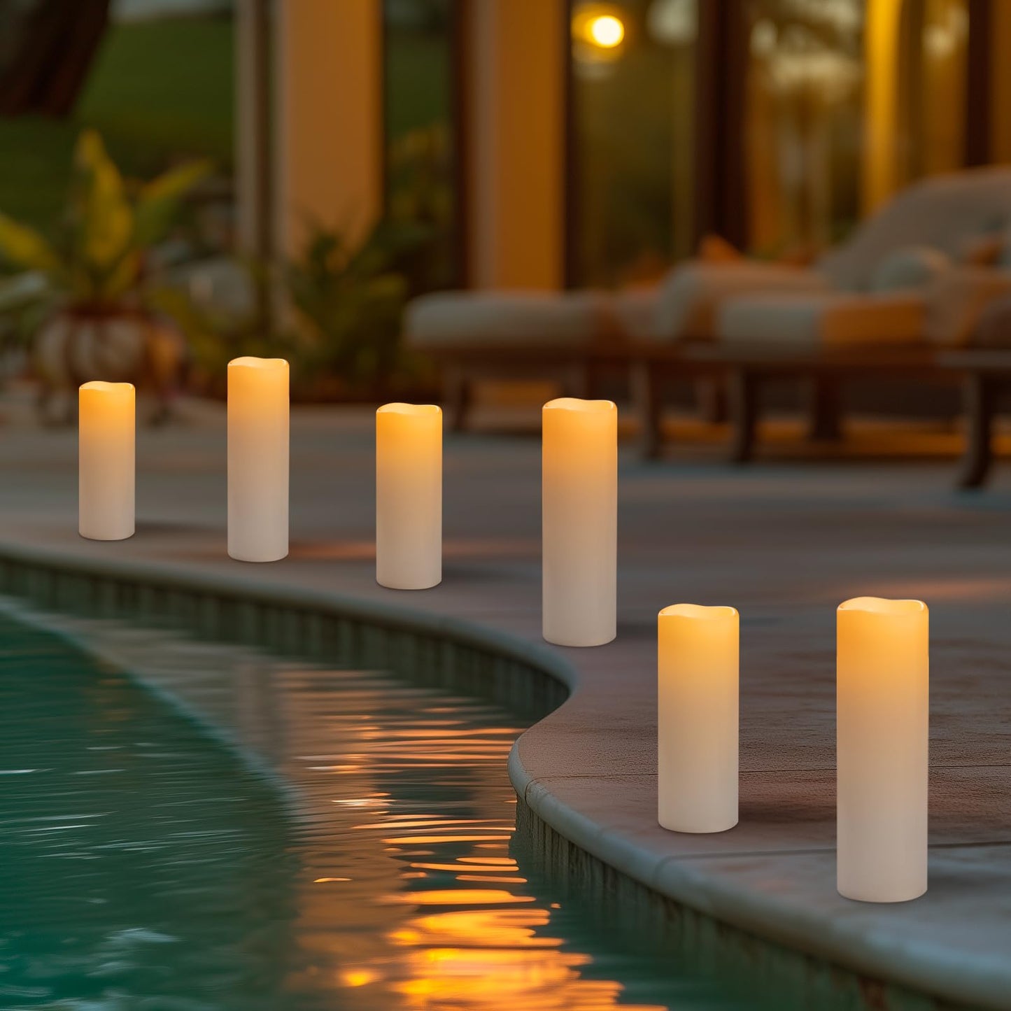 Yongmao 4" x 12" White Large Waterproof Outdoor Flameless Candles Battery Operated LED Flickering Pillar Candles with Remote and Timer for Indoor Outdoor Lanterns, Long Lasting, Set of 2