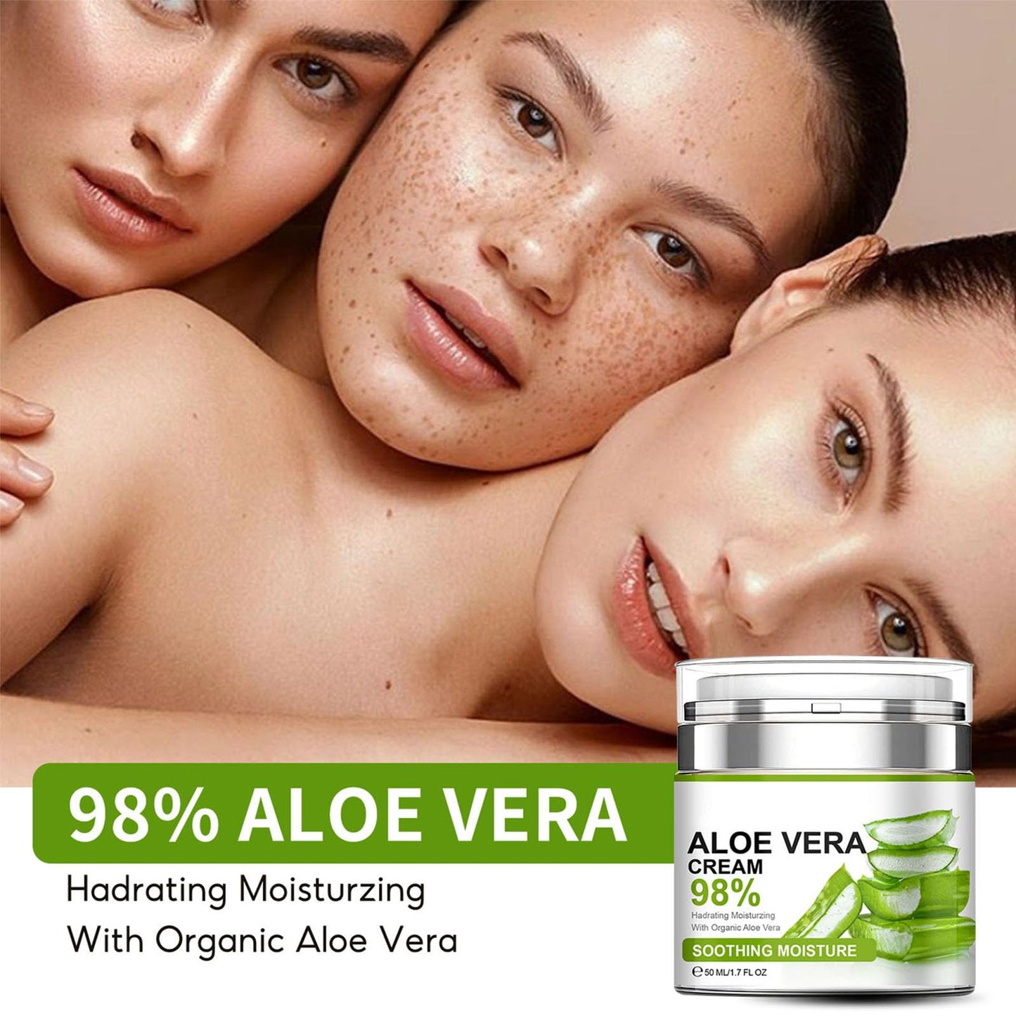 Grospe Aloe Vera Moisturizer Facial Cream,Facial Cream With 98% Organic Aloe Vera,Anti Wrinkle Face Moisturize Cream,For Dry Ski
