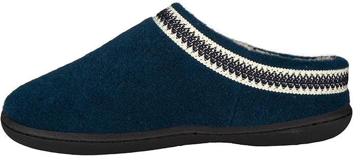 Clarks Womens Wool Felt Clog Slippers JMH1319T - Warm Cozy Plush Faux Fur Lined - Indoor Outdoor House Slipper for Women