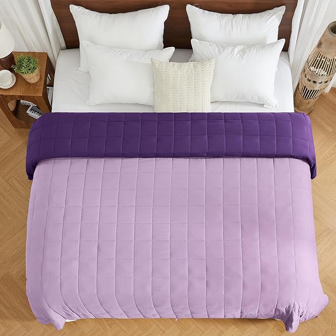 yescool Weighted Blanket for Adults (20 lbs, 88” x 104”, Purple) Cooling Heavy Blanket for Sleeping Perfect for 190-210 lbs, Queen Size Breathable Blanket with Premium Glass Bead, Machine Washable