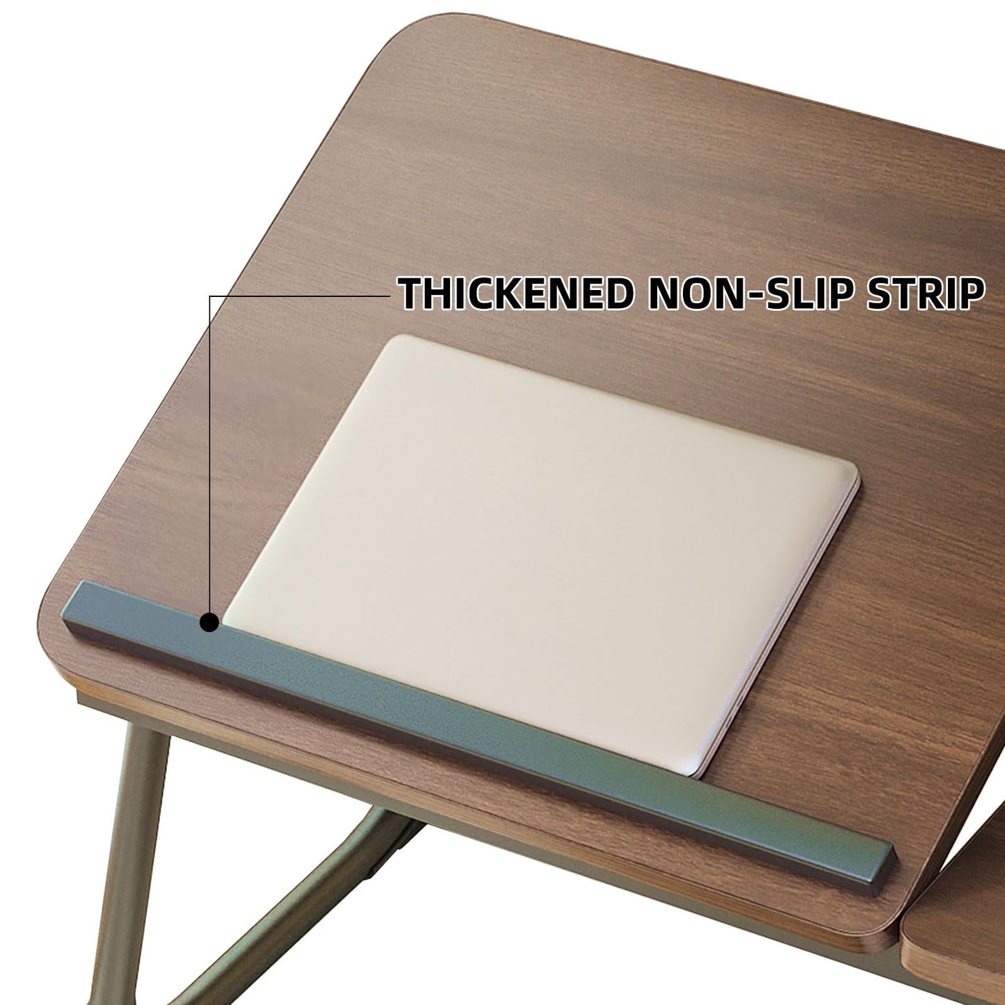 YPRNM Bed Desk for Laptop, Foldable Laptop Table for Bed and Sofa, Bed Trays for Eating and Laptops with Cup Holder, 5 Levels of Adjustable Height(Black Walnut)