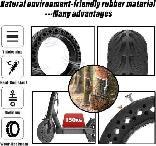 Felixstory 60/70-6.5 Scooter Tire Solid: 10x2.5 Tubeless Tires Replacement for Segway Ninebot MAX G2 G30 G30LP Gotrax G5 G6 Yume Electric Scooter,10 Inch 10x2.50-6.5 Front Rear Honeycomb Wheels 2 Pcs