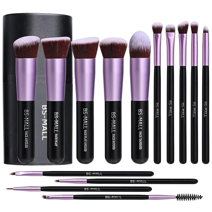 BS-MALL Makeup Brushes Premium Synthetic Foundation Powder Concealers Eye Shadows 14 Pcs Purple for Makeup Beginner or Pro...