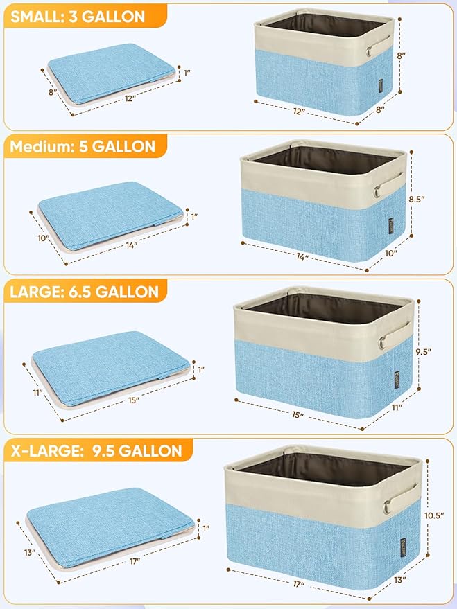 BALEINE 1 Pack Fabric Storage Bins for Shelves, Linen Storage Baskets for Organizing, Decorative Closet Bins for Clothes, Home (Green, 17''x13''x10.5'')