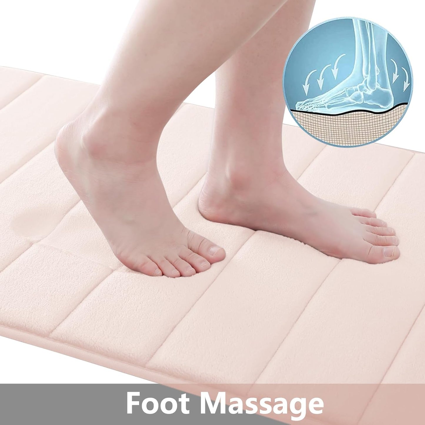 Buganda Memory Foam Bath Mat, 24" x 16", Ultra Soft and Non-Slip Bathroom Rugs, Water Absorbent and Machine Washable Bath Rug for Bathroom, Shower, and Tub, Pink