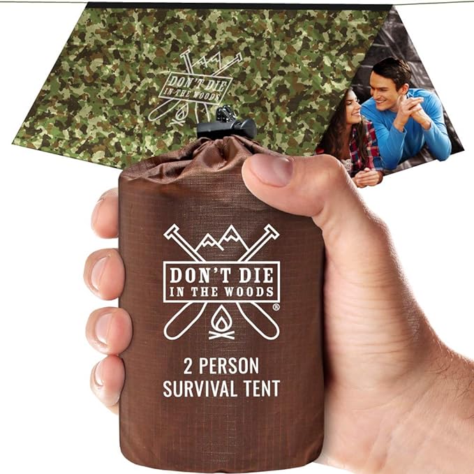 Don't Die In The Woods - Survival Tent - Made with Extra-Thick Space Blanket Thermal Mylar - Emergency Shelter Tube Tent -...