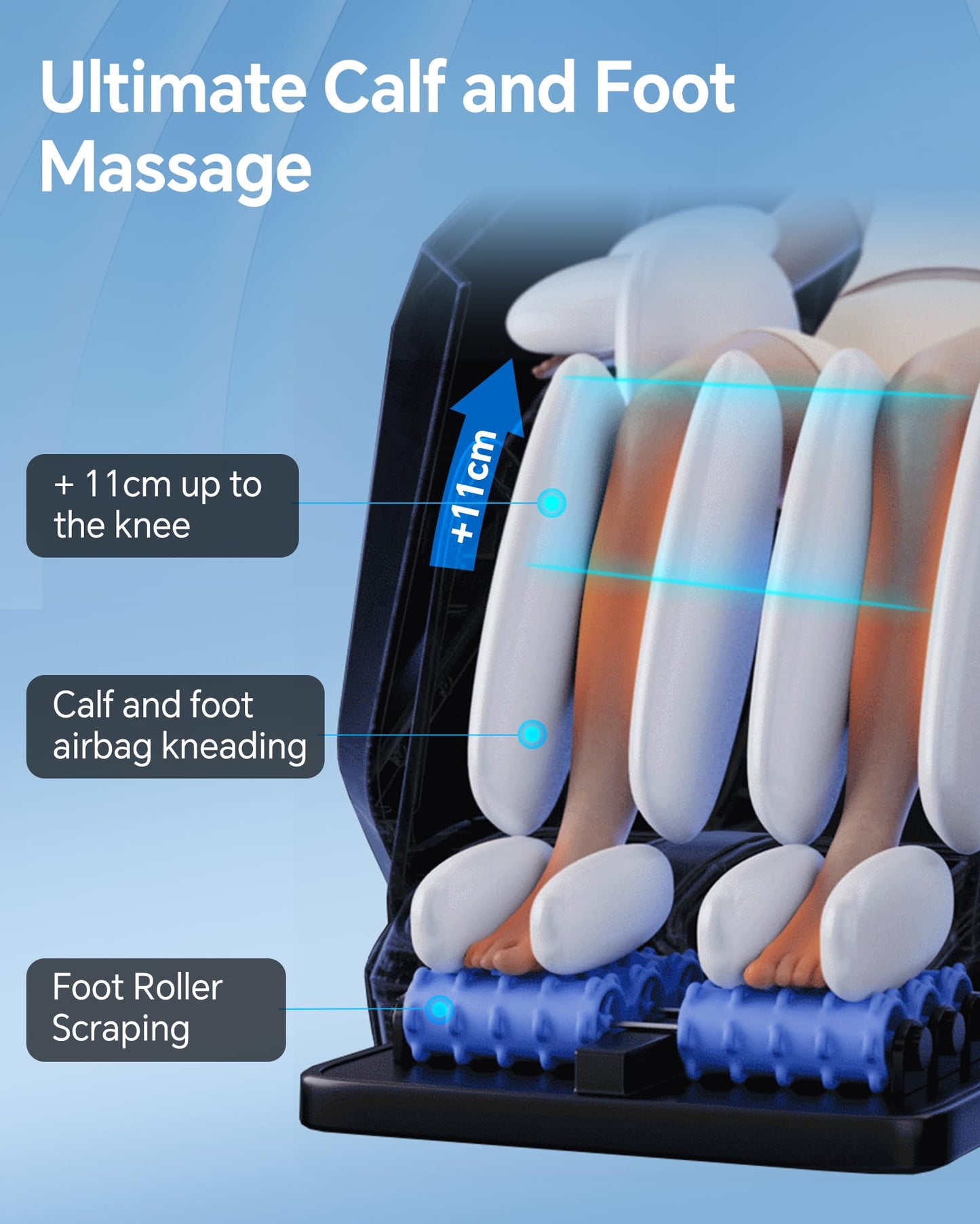 UIIU Massage Chair Full Body Zero Gravity, 3D ‌SL-Track Shiatsu Massage with Unique Rocking Sleep Mode, Upgraded Calf & Knee Massage (+11cm) for Tall People, Wireless Charging &Touch Screen,Gray Wh