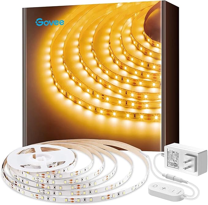 Govee Warm White LED Strip Lights, Bright 300 LEDs, 3000K Dimmable Light Strip 16.4ft with Control Box, LED Lights for Bed...