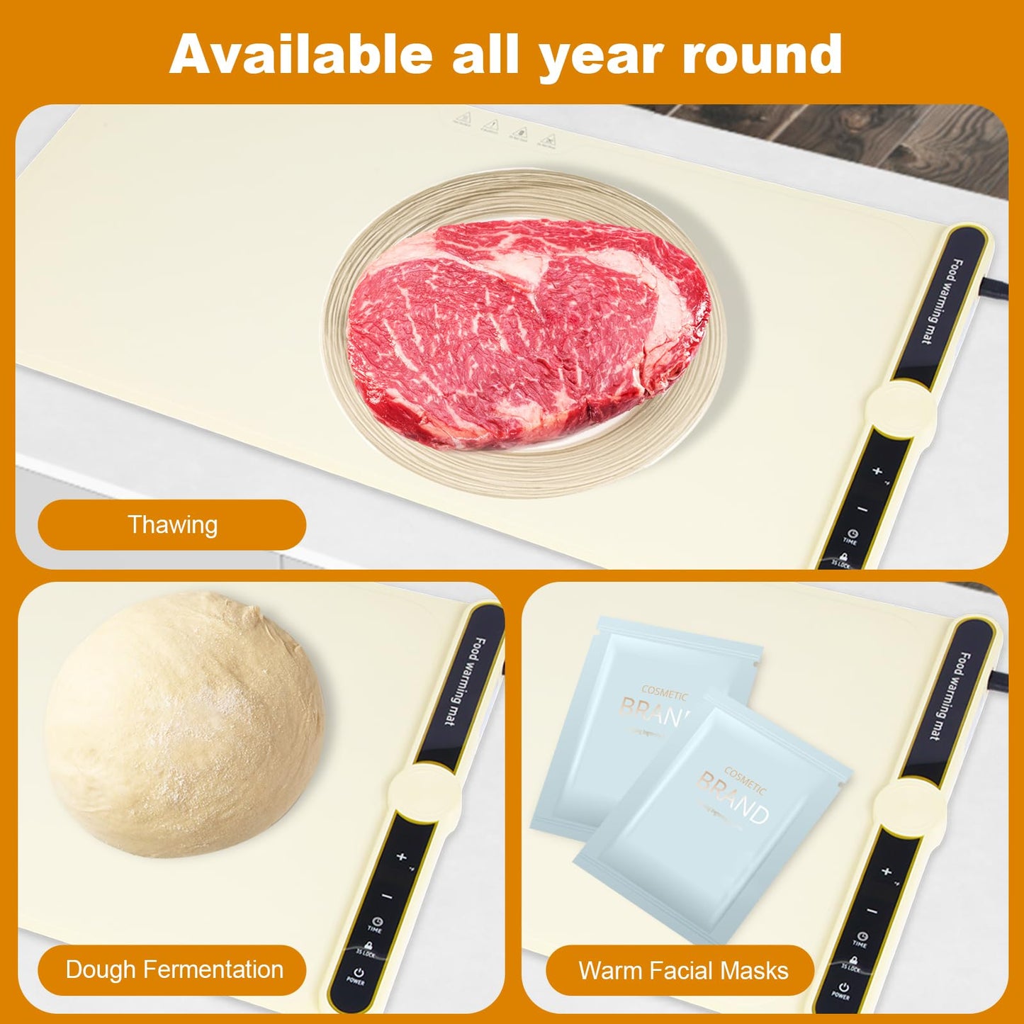 31.8 inches Silicone Warming Mat for Food,248℉ Fast Full Surface Heating Electric Warming Tray, 9 Level Temperature Adjustable Warming Kitchen Mat, Roll Up Food Warmer Mat for Countertop