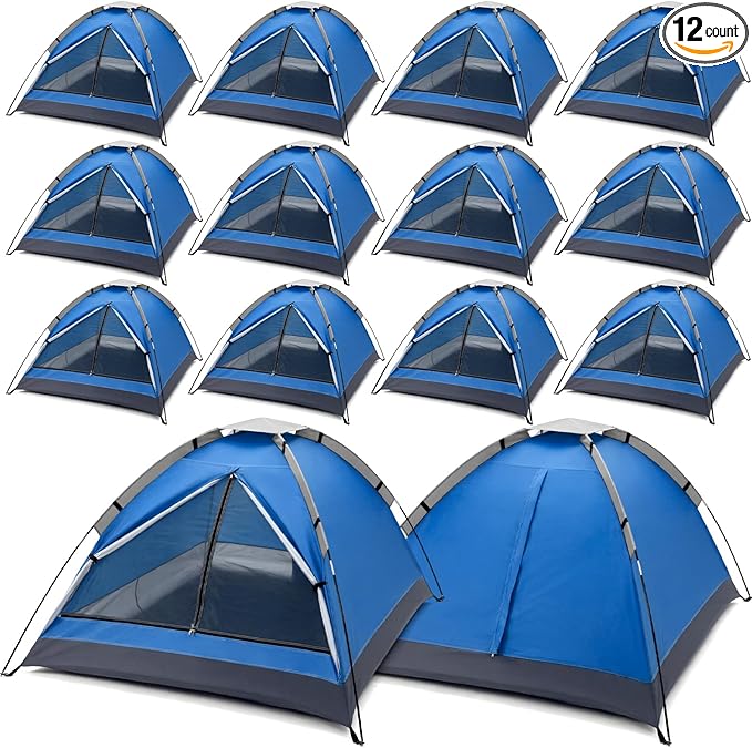 Woanger 12 Pack Bulk 2 Person Camping Tents for Homeless Lightweight Outdoor Tent with Rain Fly and Carrying Bag Waterproo...