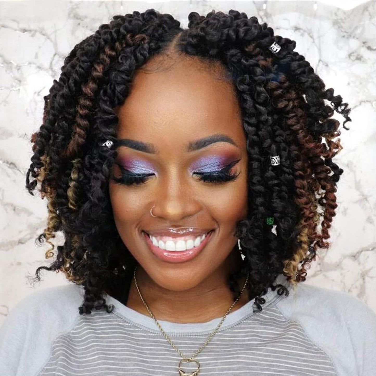 ToyoTress Tiana Passion Twist Hair - 14 Inch Combo Packs(1B-6P+T27-1P-T30-1P) Passion Twist Crochet Hair, Pre-Looped Pre-Twisted