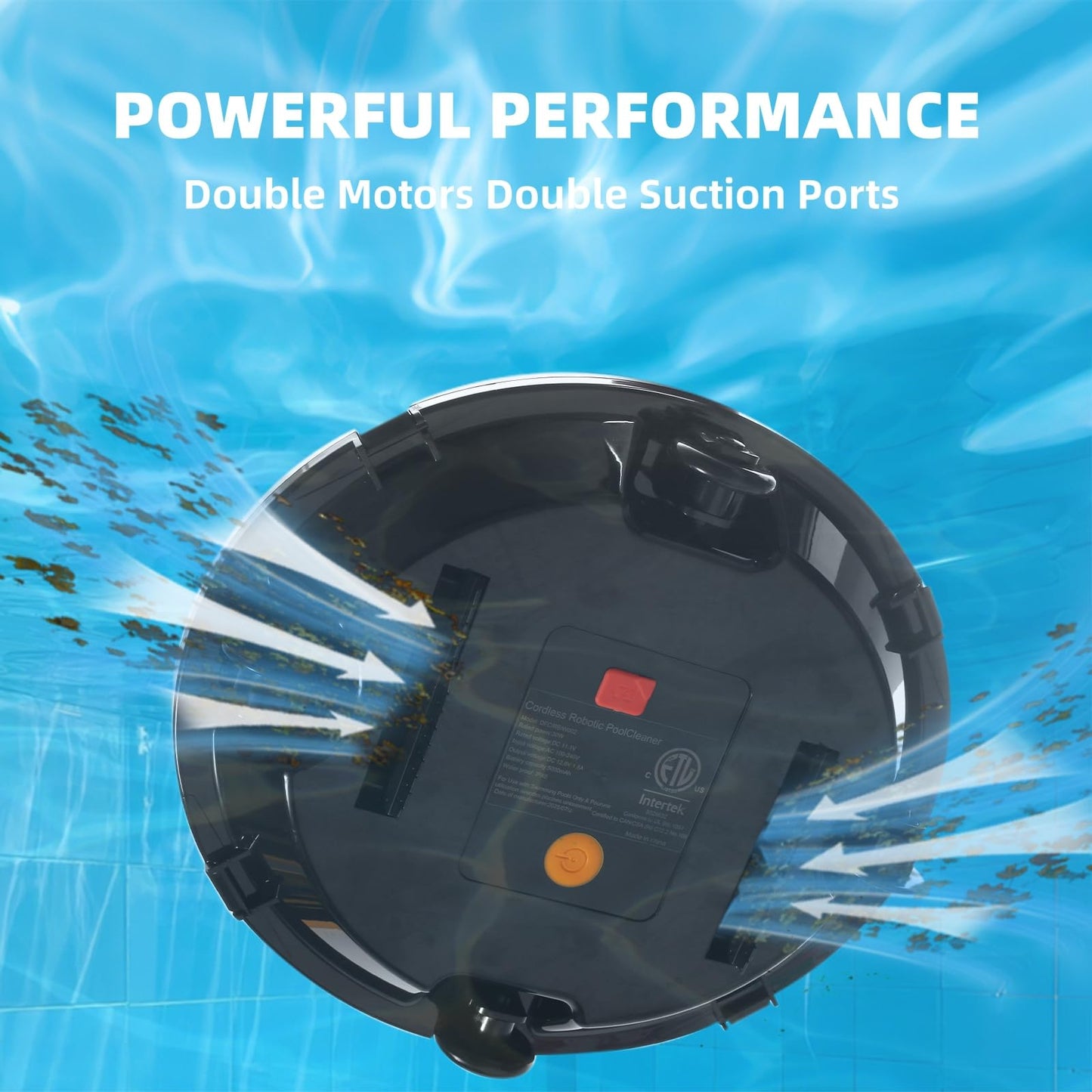 Cordless Robotic Pool Cleaner, Automatic Pool Vacuum for Above Ground Pools，Self-Parking
