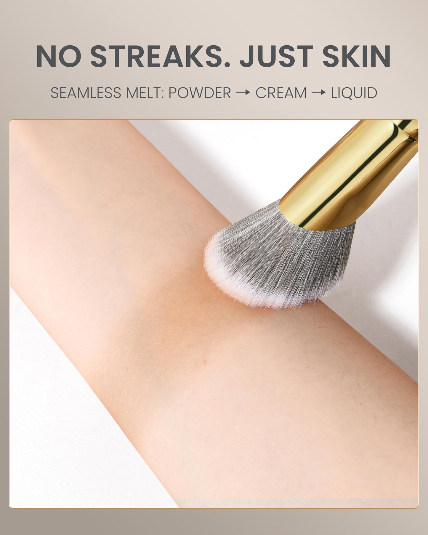 Desert Oak Series SlopeBlur Stipple Brush - Angled Nylon Bristles for Seamless Cream/Liquid/Powder Blending, Contour & Blush App