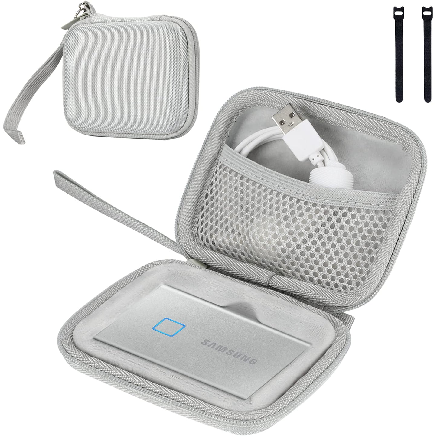 Procase Hard Carrying Case Compatible For Samsung T7/ T7 Touch Portable Ssd With 2 Cable Ties, Shockproof Travel Organizer For 5