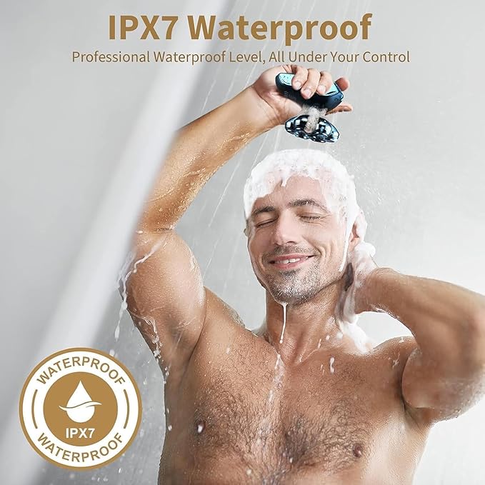 SHPAVVER Head Shavers for Bald Men: 5-in-1 Electric Razor - IPX7 Waterproof Shaving Grooming Kit for Balder - Turbo Speed & Precision Blades (Dark Blue)