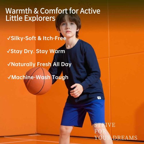MERINNOVATION Merino Wool Base Layer Set for Kids Top and Bottom Thermal Underwear Long Sleeve