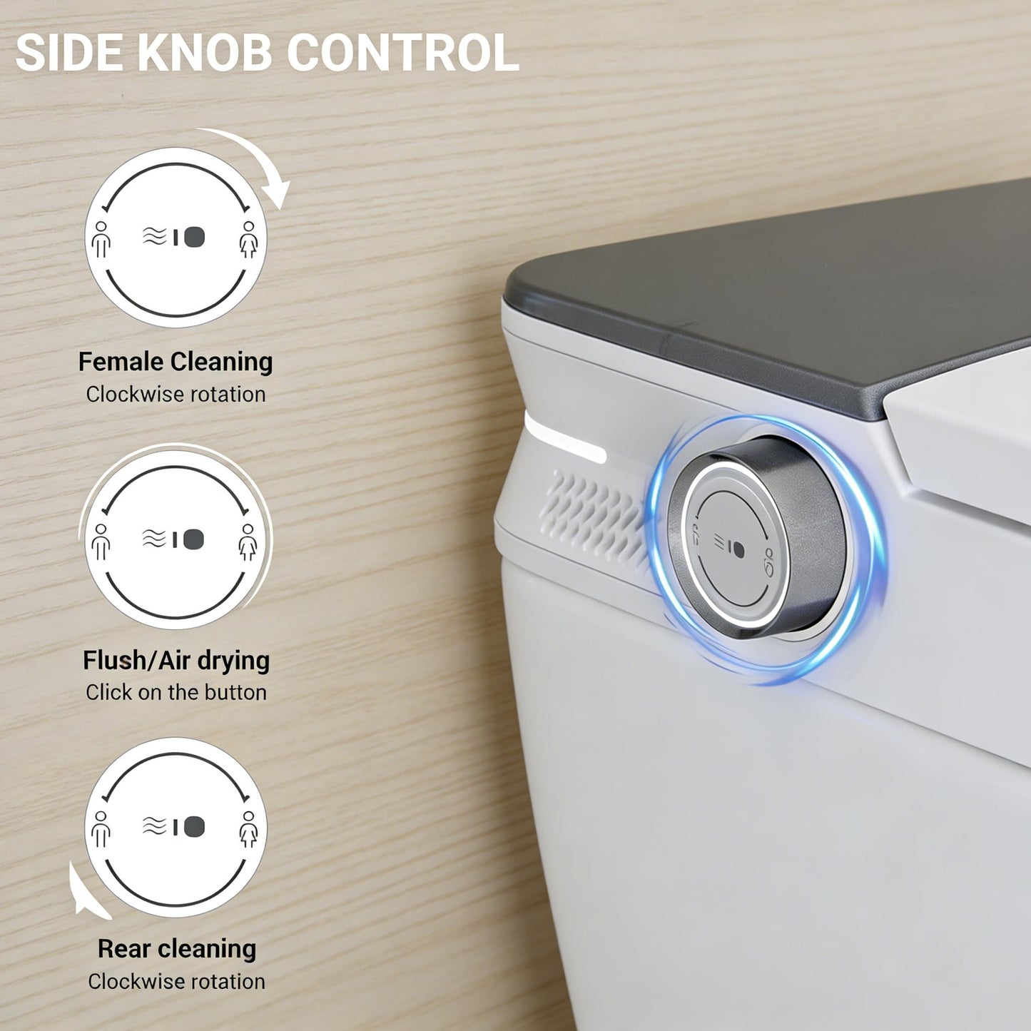 Smart Toilet with Bidet, One Piece Toilet with Tank and Pump for Low Water Pressure, Auto Open Close Lid, Foot Flush, Instant Warm Water, Heated Elongated Seat, Air Drying, LED Night Light, Remote