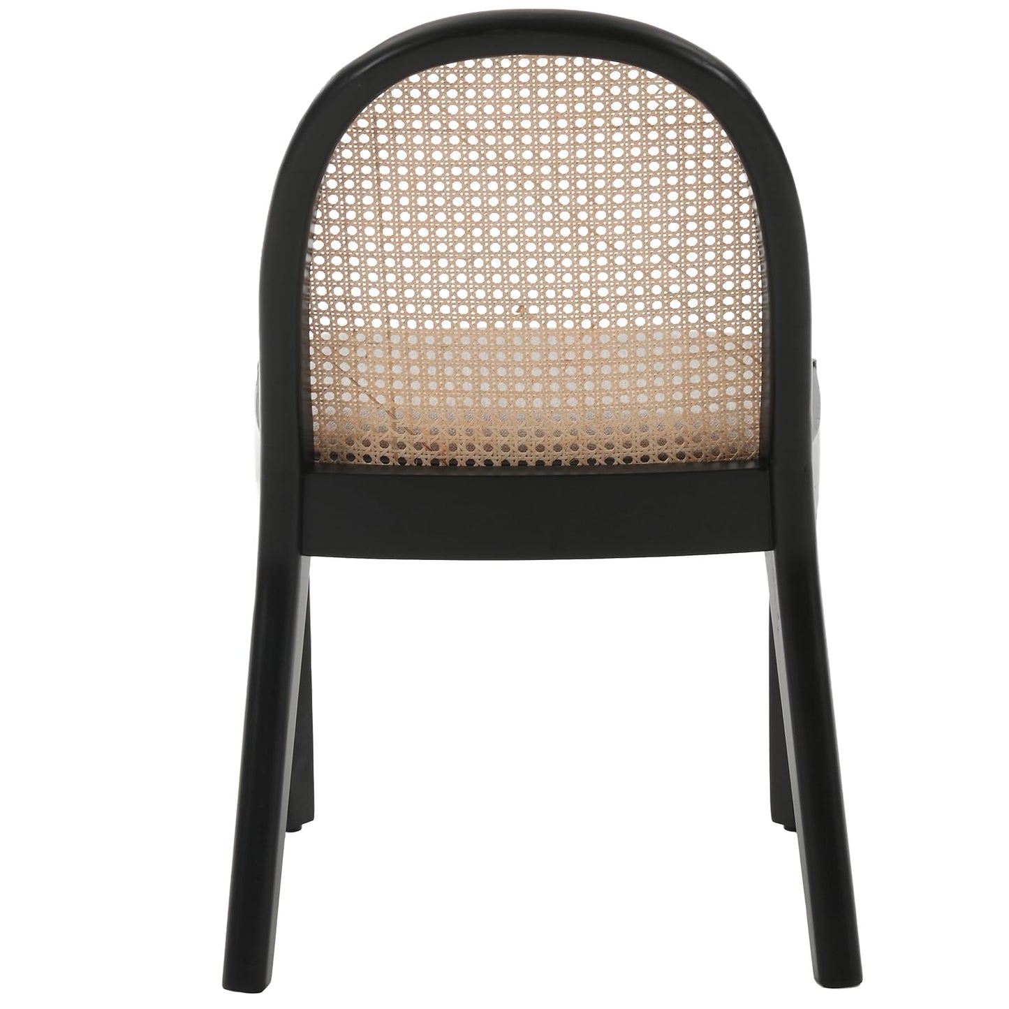 DAYALANE Rattan Dining Chairs Set of 4, Modern Dining Room Chairs with Cane Back Comfy Accent Kitchen Chair Upholstered Linen Fabric Chair for Restaurant/Living Room, Grey