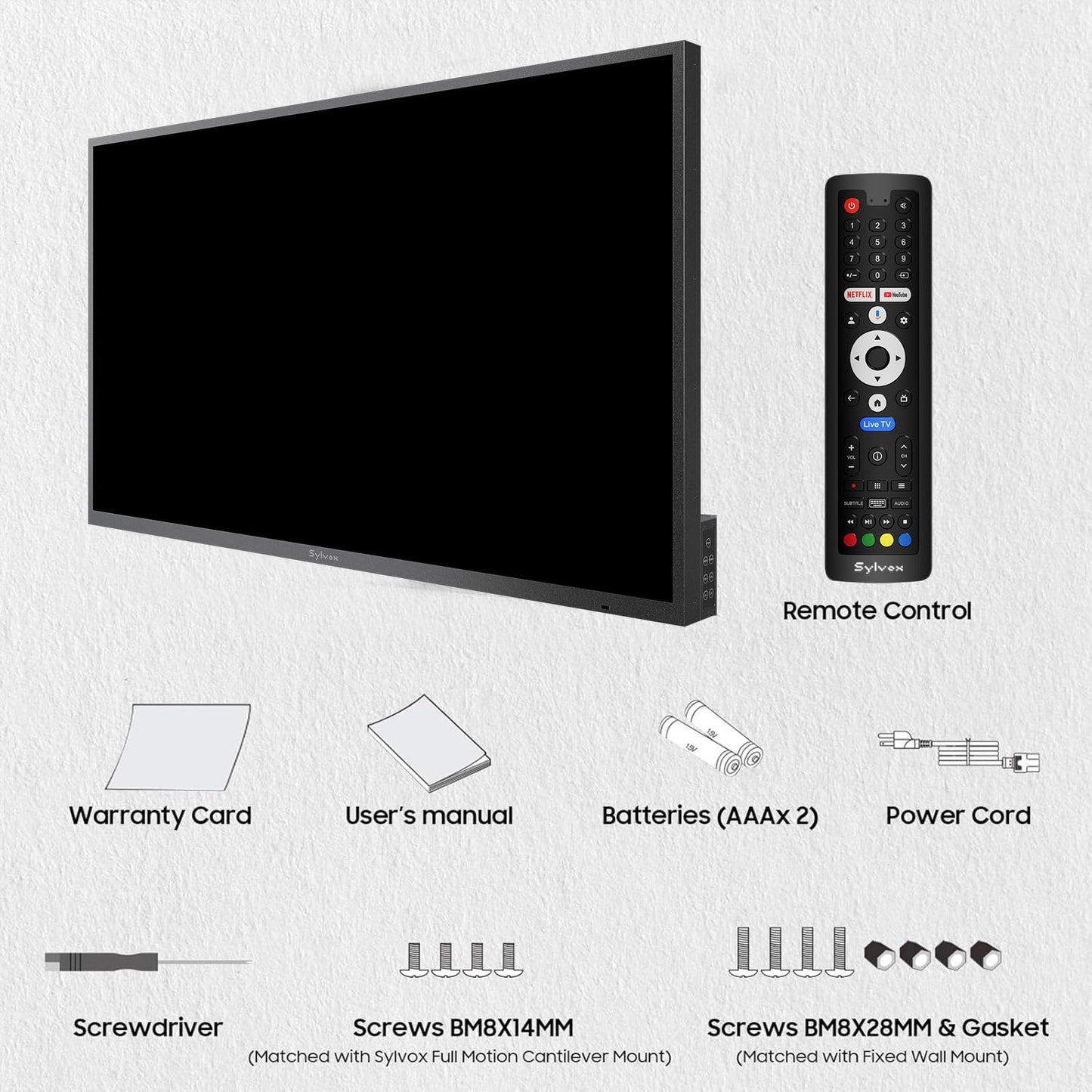 SYLVOX Outdoor TV, 75 inch Smart QLED TV, Full Sun 2000 Nit Sunlight Readable Display, Weatherproof, 4K UHD, IP56 Waterproof, Built-in Speakers, Commercial Grade Smart TVs(2026 Model)