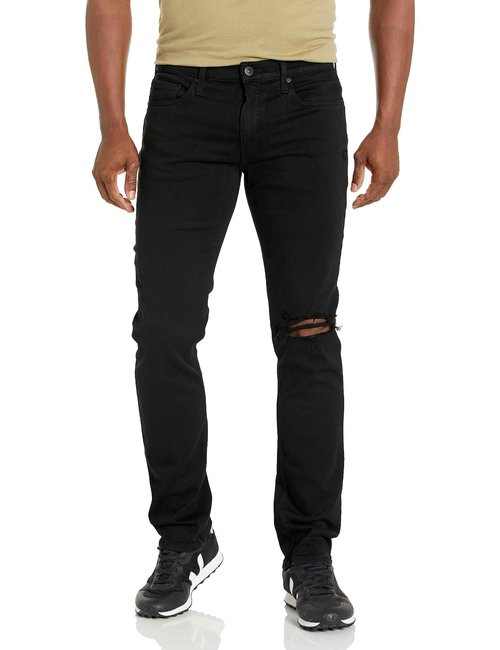 PAIGE Men's Federal Transcend Slim Straight Fit Jean, Black Shadow Destructed, 36