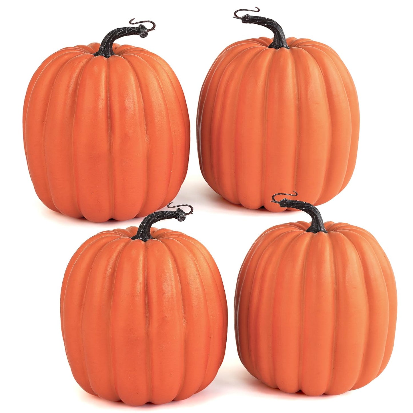 Artmag 6 Inch Large Artificial Pumpkins, 4PCS Big Orange Faux Foam Harvest Pumpkins for Fall Autumn Thanksgiving Seasonal Holiday Decor