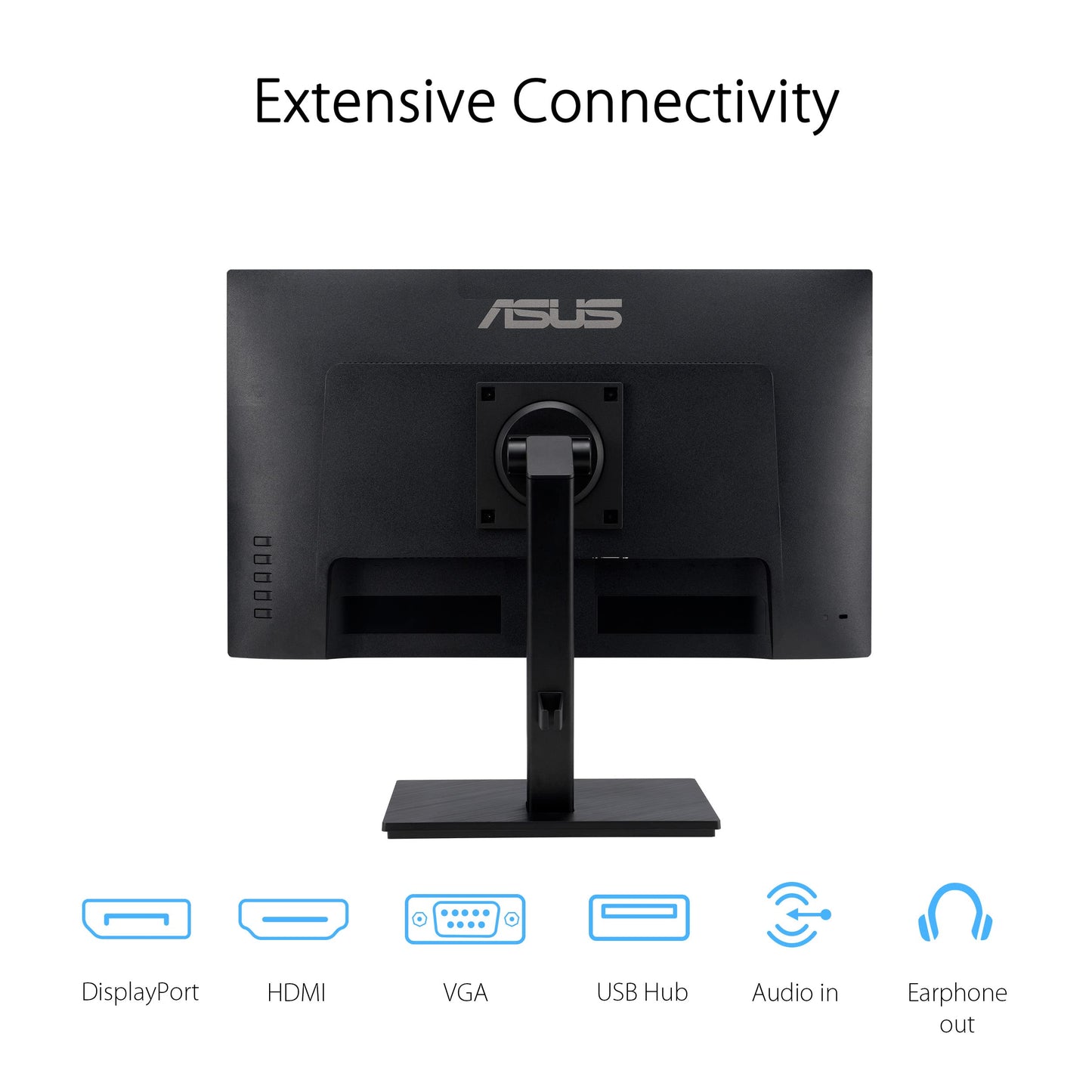 ASUS 24” 1080P Monitor (VA24EQSB) - Full HD, IPS, 75Hz, Built-in Speakers, Eye Care, Low Blue Light, Flicker Free, VESA Mountable, Height Adjustment, Frameless, DisplayPort, HDMI, VGA, USB Hub,Black