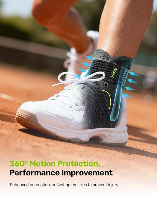 Rakiie Quick Lace Up Ankle Brace with 2 Metal Support Stays, Breathable Stabilizer for Sprained Ankle, Slim Fit Ankle Support for Men & Women, Sports, Running, Basketball (Green, L)