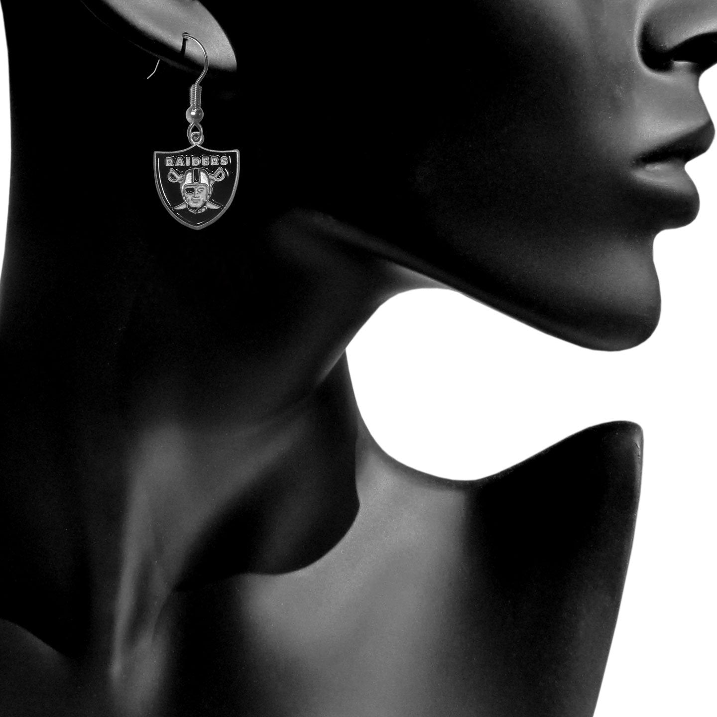 NFL Siskiyou Sports Womens Las Vegas Raiders Chrome Dangle Earrings One Size Team Colors