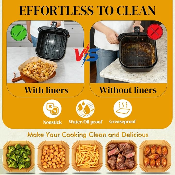 BYKITCHEN Small Air Fryer Disposable Paper Liners for 2 to 5QT Airfryer, Mini Air Fryer Parchment Paper Liners, Compatible with CHEFMAN 2 QT, Cosori 2.1 QT, Dash, Instant Pot Mini Airfryer