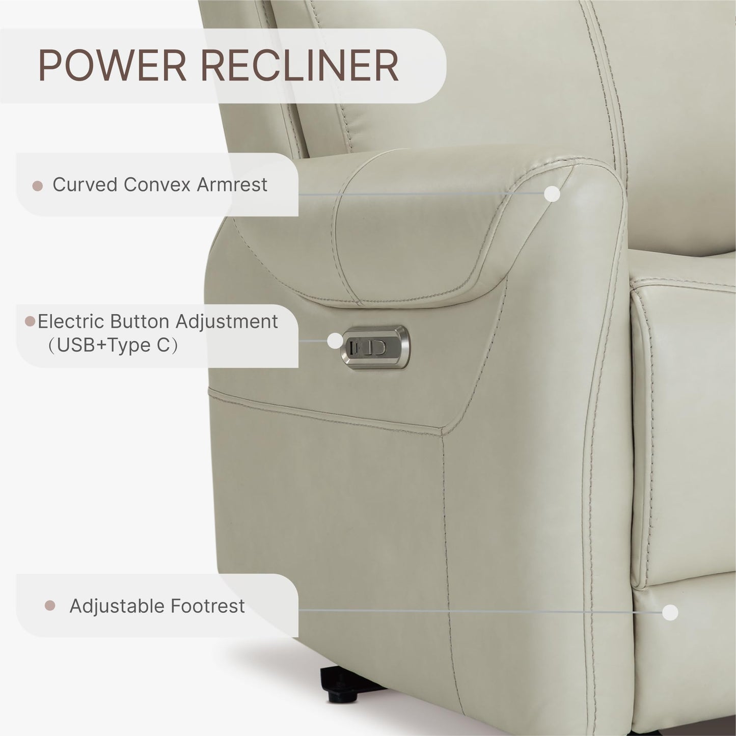 KISLOT Wall Hugger Recliner Chair for Adults, Faux Leather RV Recliner with USB Charging Ports Electric Power Reclining Sofa for Living Room Home Theater Seating Bedroom