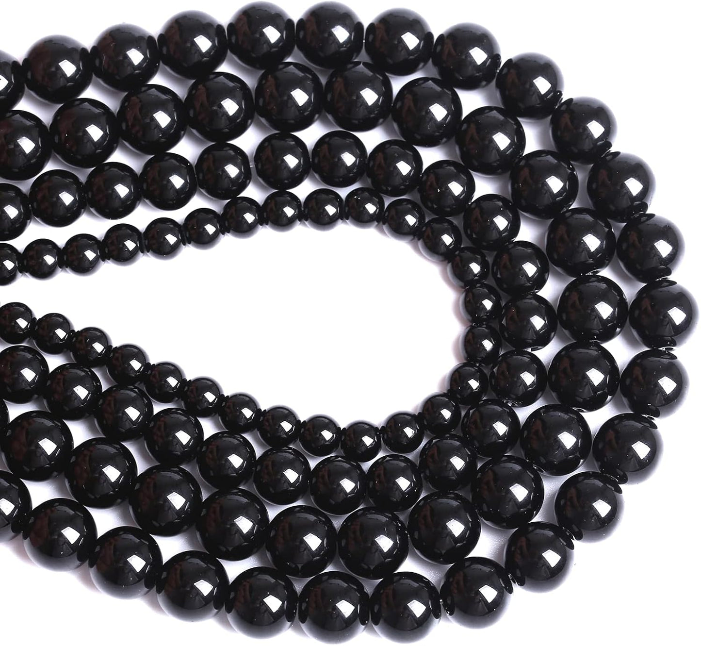 Natural Black Agates Onyx Stone Beads Smooth Round Loose Spacer Beads for Jewelry Making DIY Bracelets 12mm 34pcs 15"(Black Agate, 12mm)